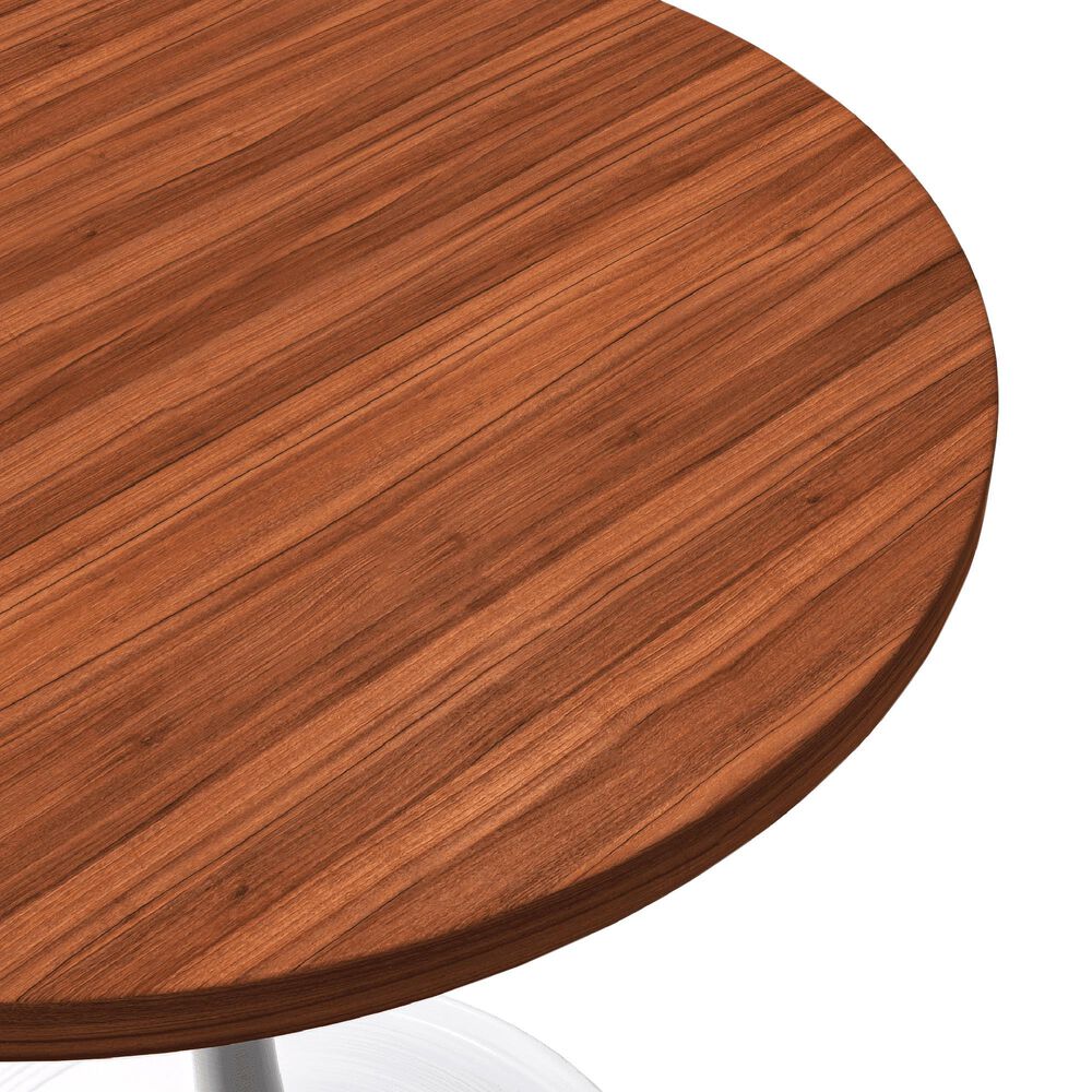 Leisuremod LeisureMod Verve Collection 27 Round Dining Table, White Base with Cognac Brown MDF Top, , large