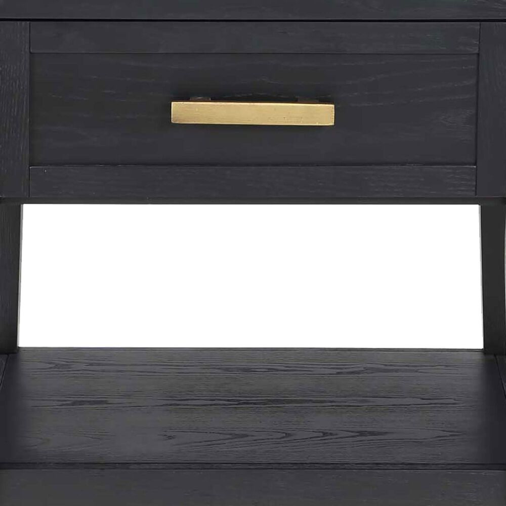 Steve Silver Yves 1-Drawer End Table in Rubbed Charcoal and Brushed Brass, , large