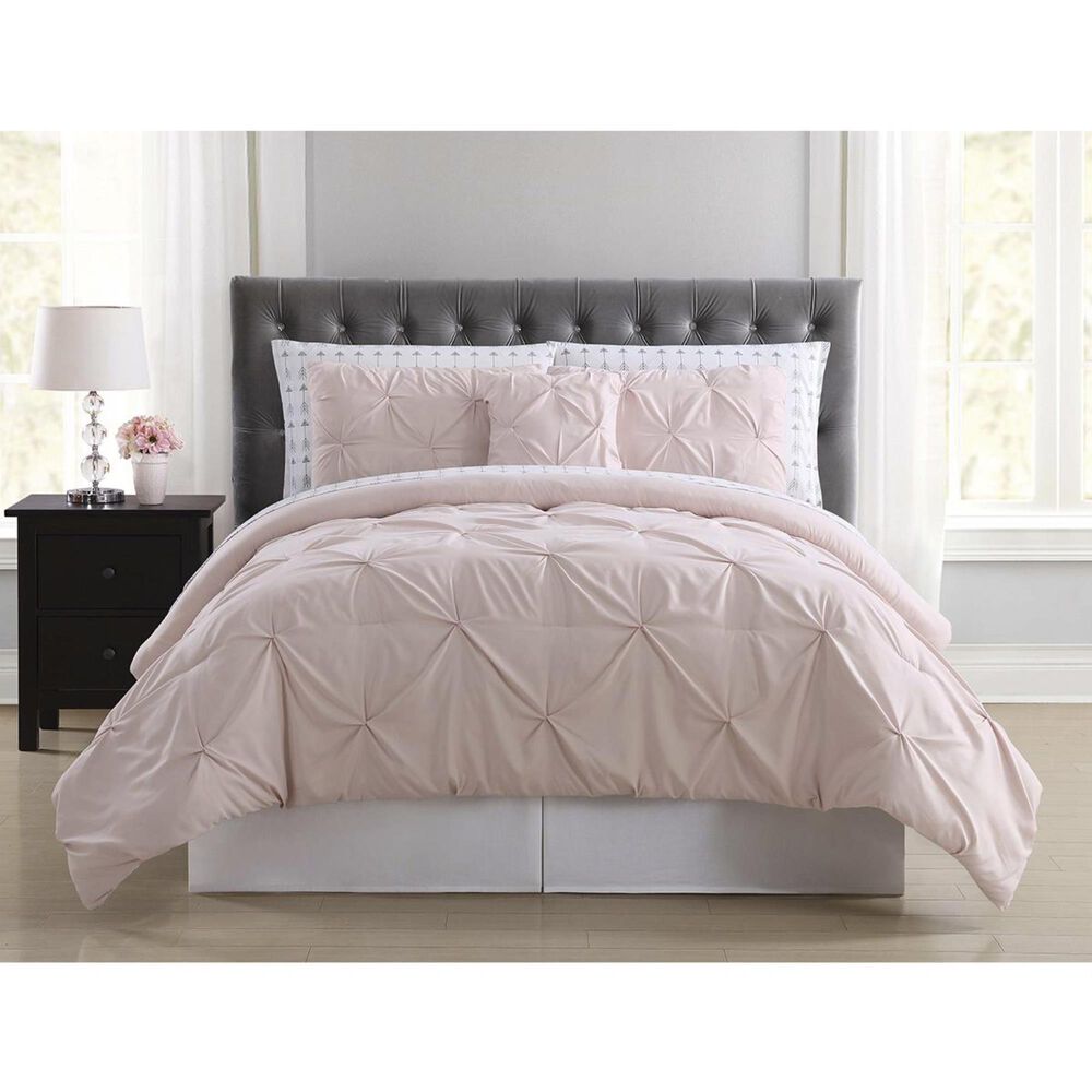 Pem America Arrow Pleated 8-Piece Full Bed in a Bag in Blush, , large