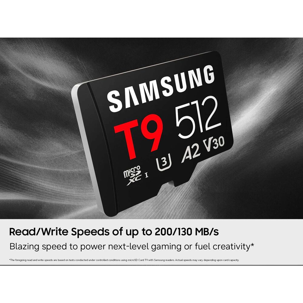 Samsung 512GB T9 UHS-I microSDXC Memory Card in Black, , large
