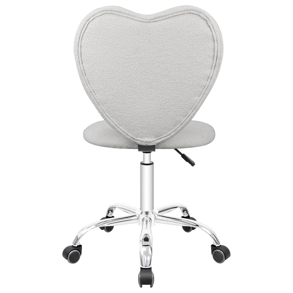 Impressions Vanity Heart Boucle Swivel Vanity Chair with White Cushion in Matte Silver, , large
