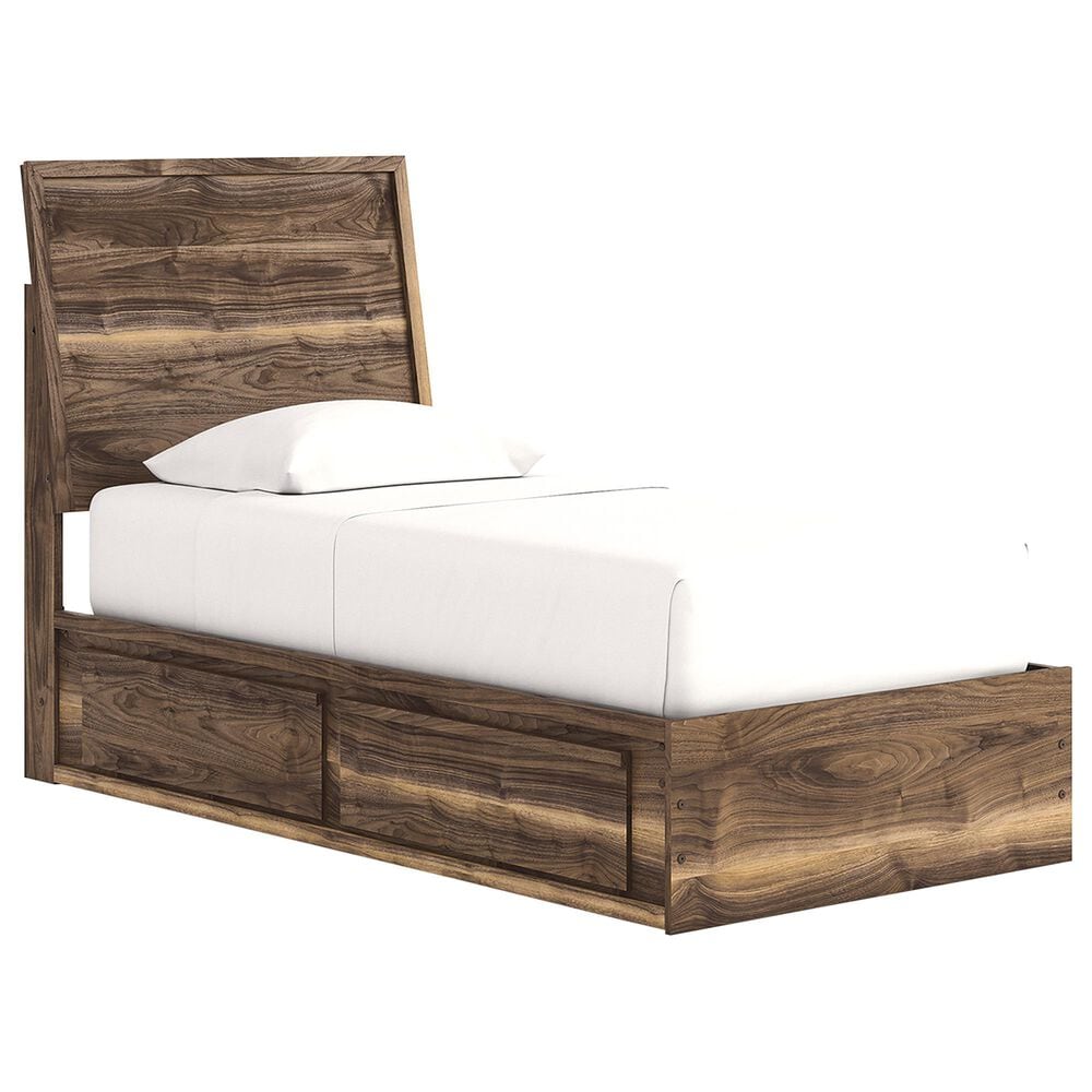 Ashley Chirason Twin Panel Bed with Storage in Brown, , large