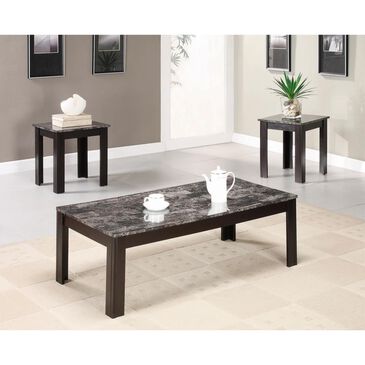 Pacific Landing 3-Piece Faux Marble Table Set in Black, , large