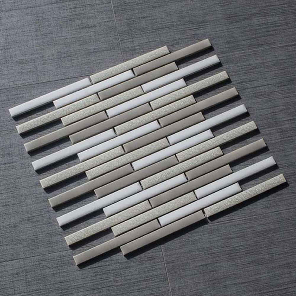 Soci Chateau Raffia Blend Staggered Bar 12" x 12" Ceramic Mosaic Sheet, , large