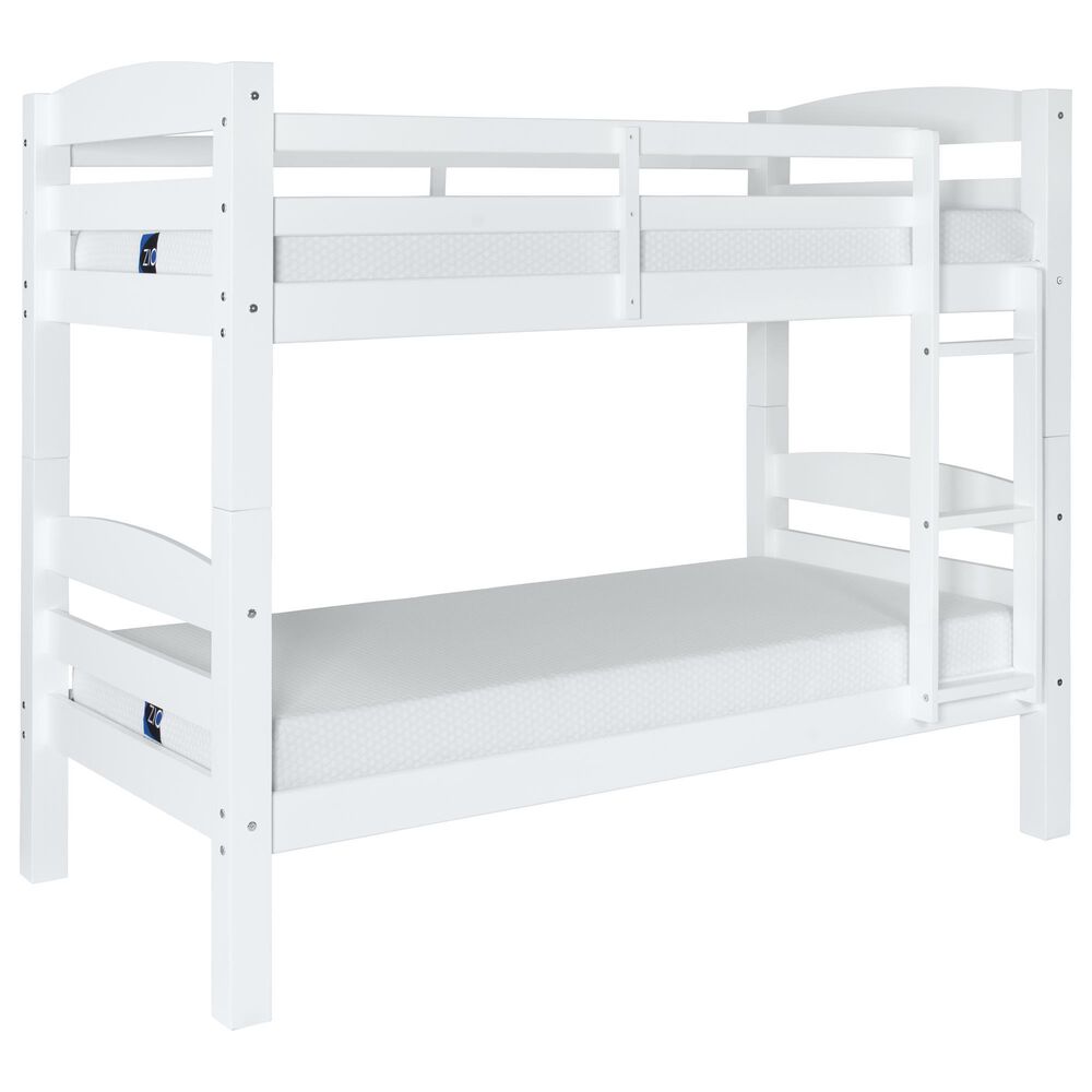 Linon Home Decor Levi Twin Over Twin Bunk Bed in White, , large