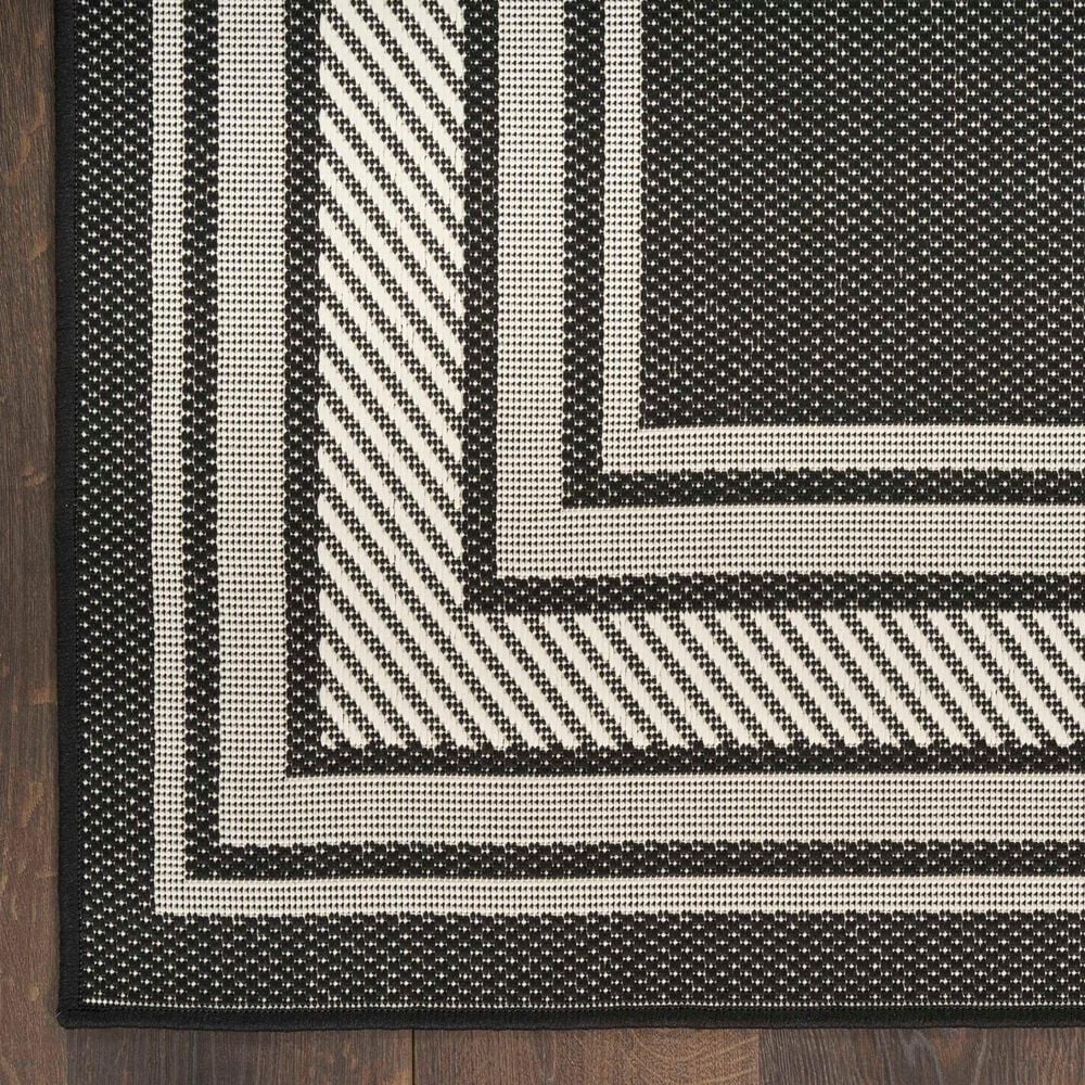 Nourison Horizon HOZ03 Black 2&#39; x 6&#39; Indoor/Outdoor Runner, , large