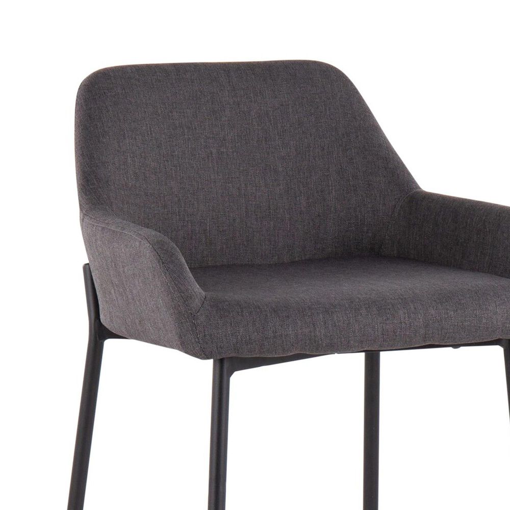 LumiSource Daniella Bar Stool with Charcoal Upholstery in Black (Set of 2), , large