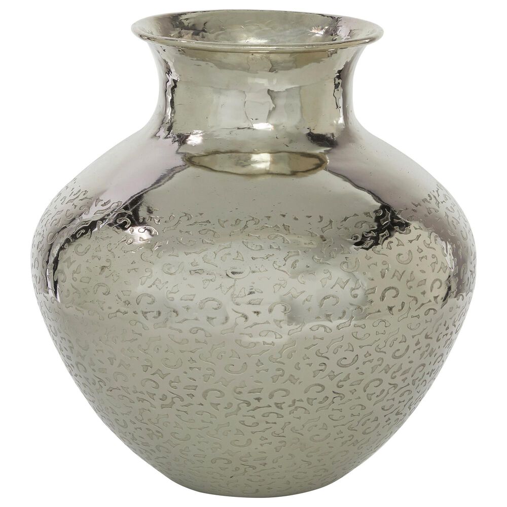 Maple and Jade 12" x 13" Contemporary Aluminum Vase in Silver, , large
