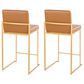 Lumisource Fuji High Back Counter Stool with Camel Faux Leather Cushion in Gold (Set of 2), , large