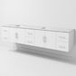 Lexora Home Geneva 84" Double Bathroom Vanity in Glossy White with 2 cm White Carrara Marble Top and Rectangular Sinks, , large