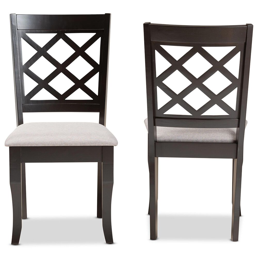 Baxton Studio Verner Side Chair with Grey Cushion in Dark Brown (Set of 2), , large