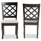 Baxton Studio Verner Side Chair with Grey Cushion in Dark Brown (Set of 2), , large