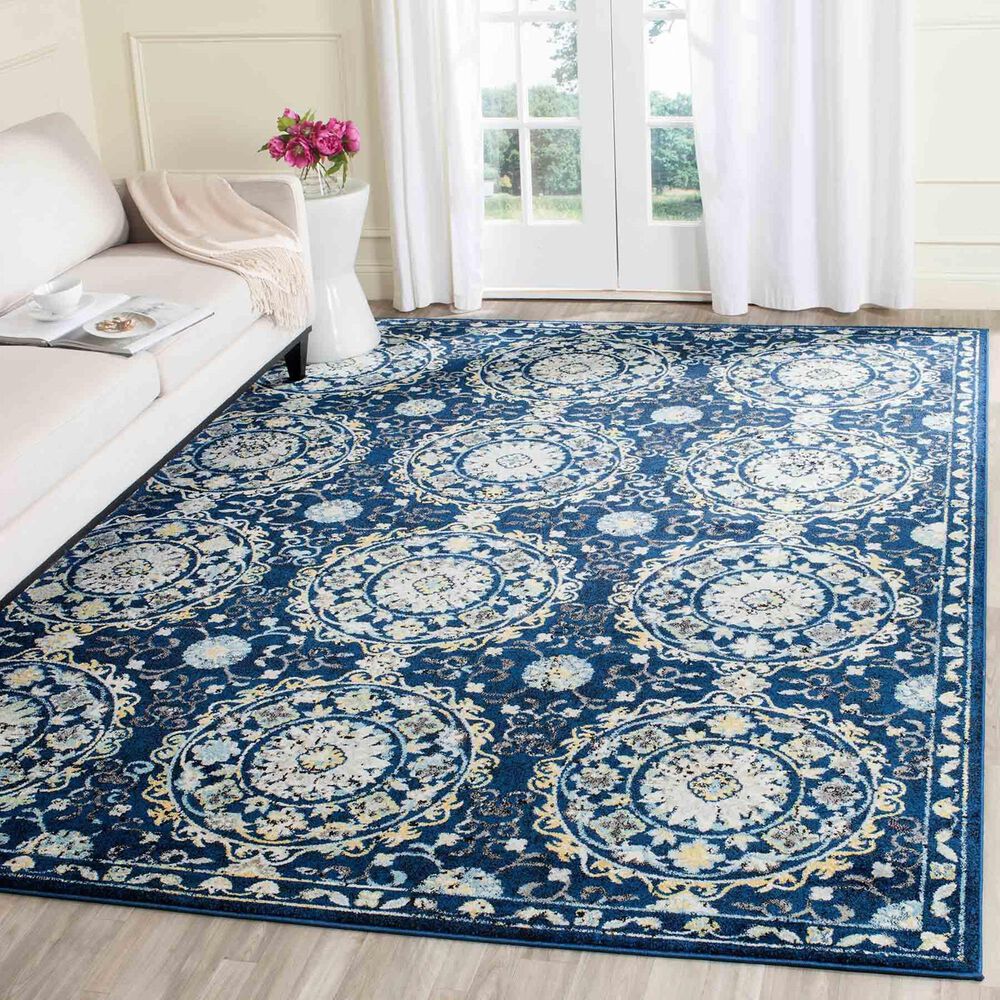 Safavieh Evoke EVK252A 10&#39; x 14&#39; Navy and Ivory Area Rug, , large
