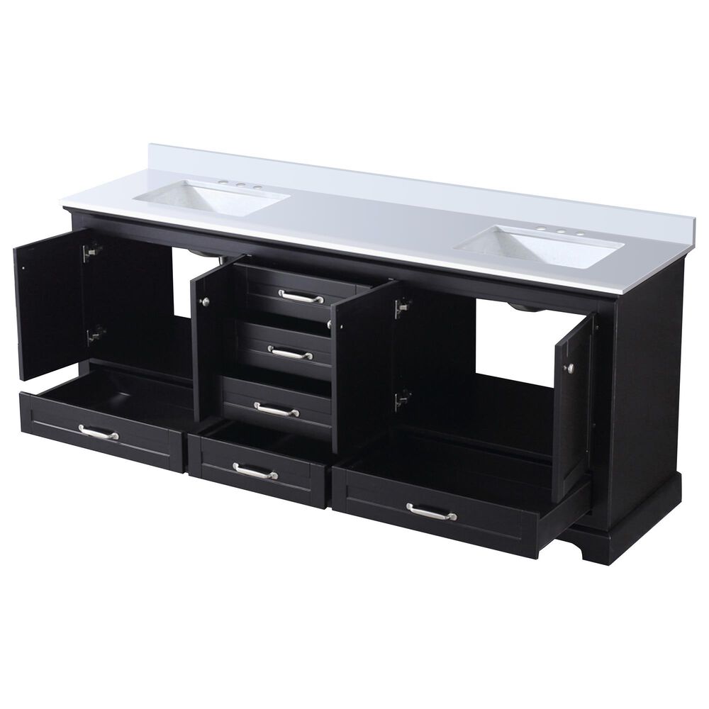Lexora Home Dukes 80&quot; Double Bathroom Vanity in Espresso with 2 cm White Cultured Marble Top and Rectangular Sinks, , large