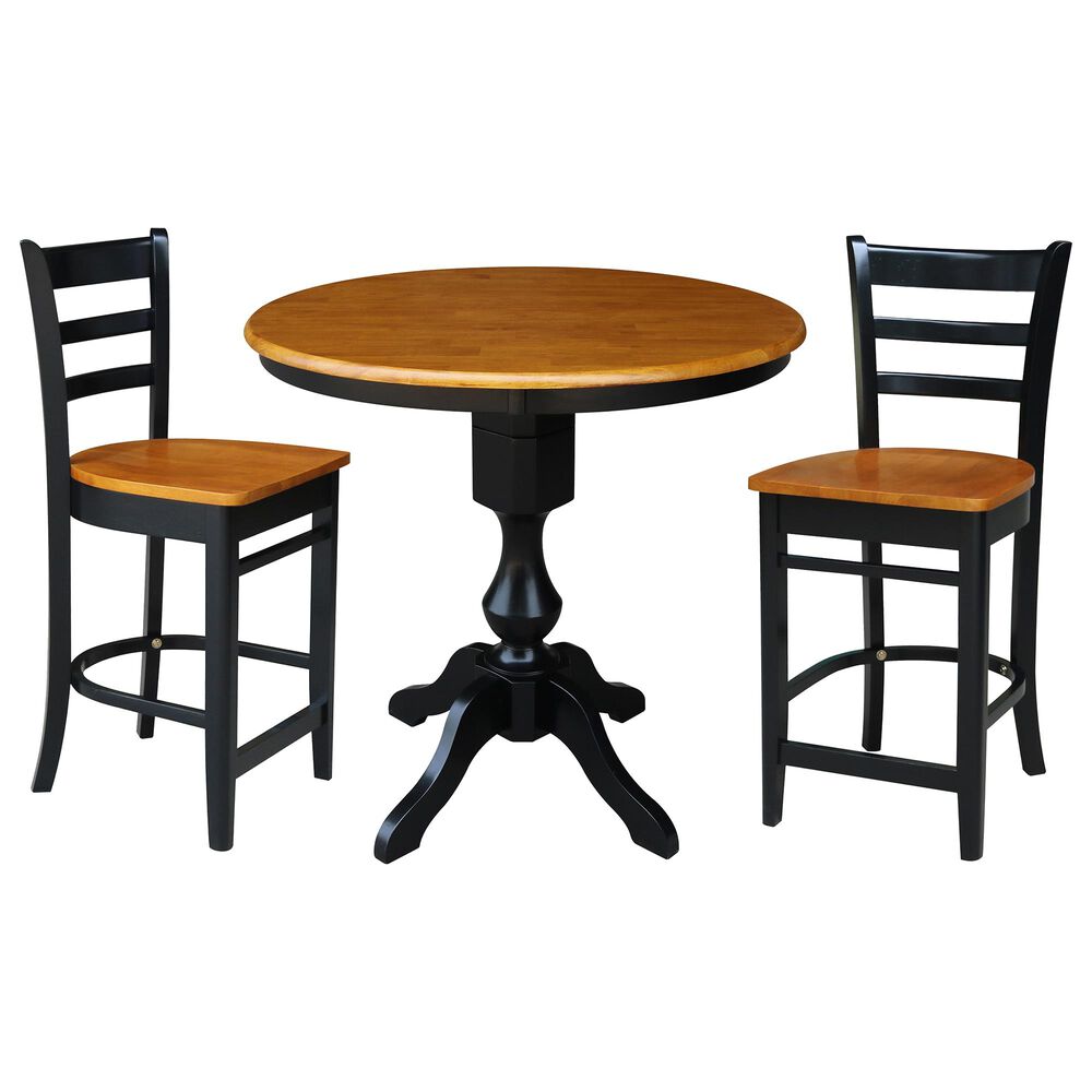 International Concepts 3Piece Solid Wood Counter Height Dining Set in Black and Cherry NFM