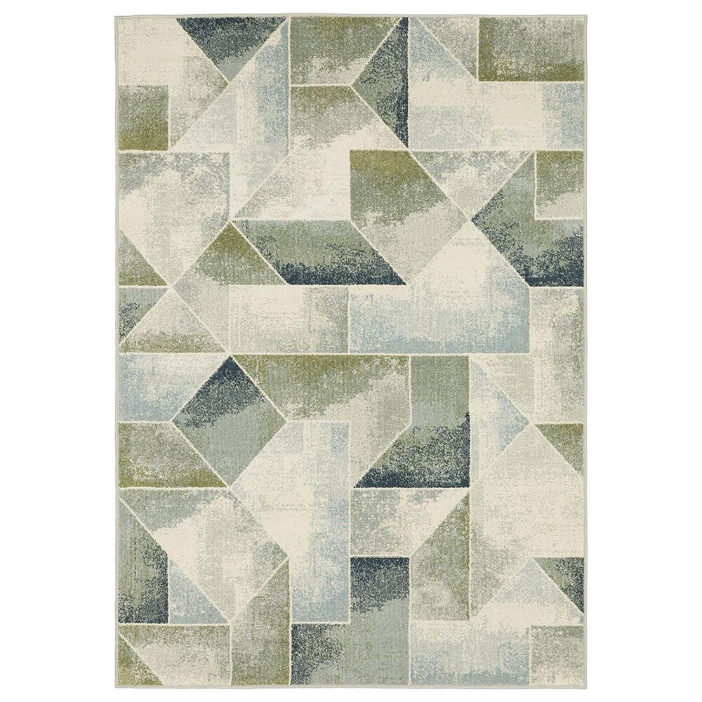 Oriental Weavers Branson Geometric Prisms 1"10" x 7"3" Blue and Green Runner, , large