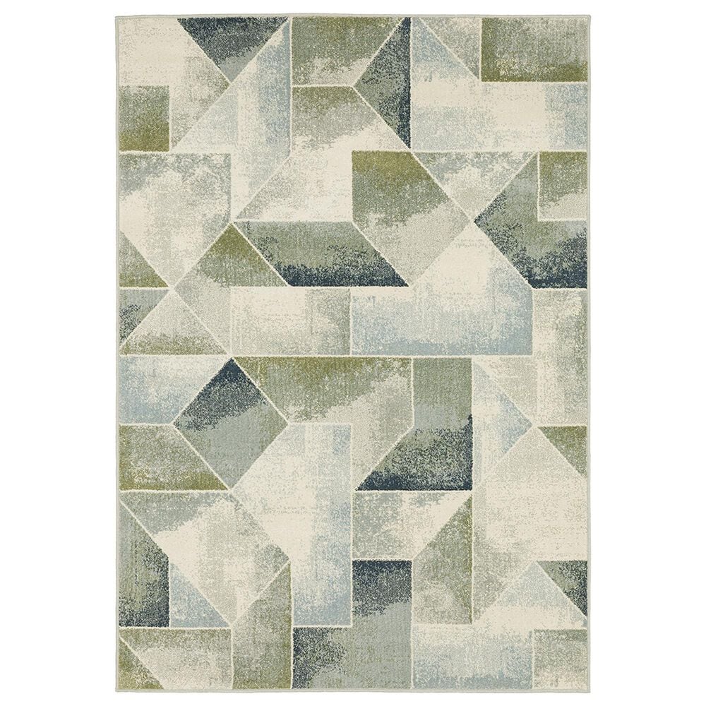 Oriental Weavers Branson Geometric Prisms 1"10" x 7"3" Blue and Green Runner, , large