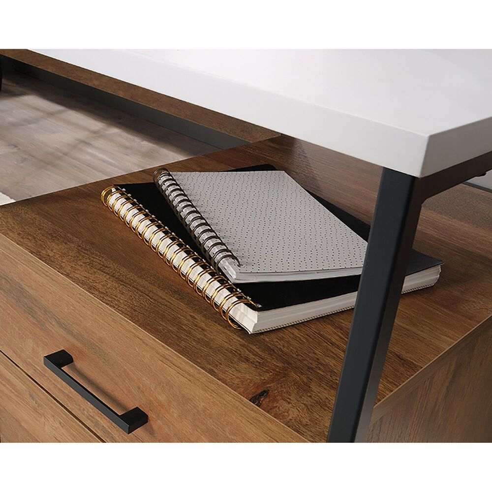 Sauder Tremont Row L-Shaped Desk in Sindoori Mango and White, , large