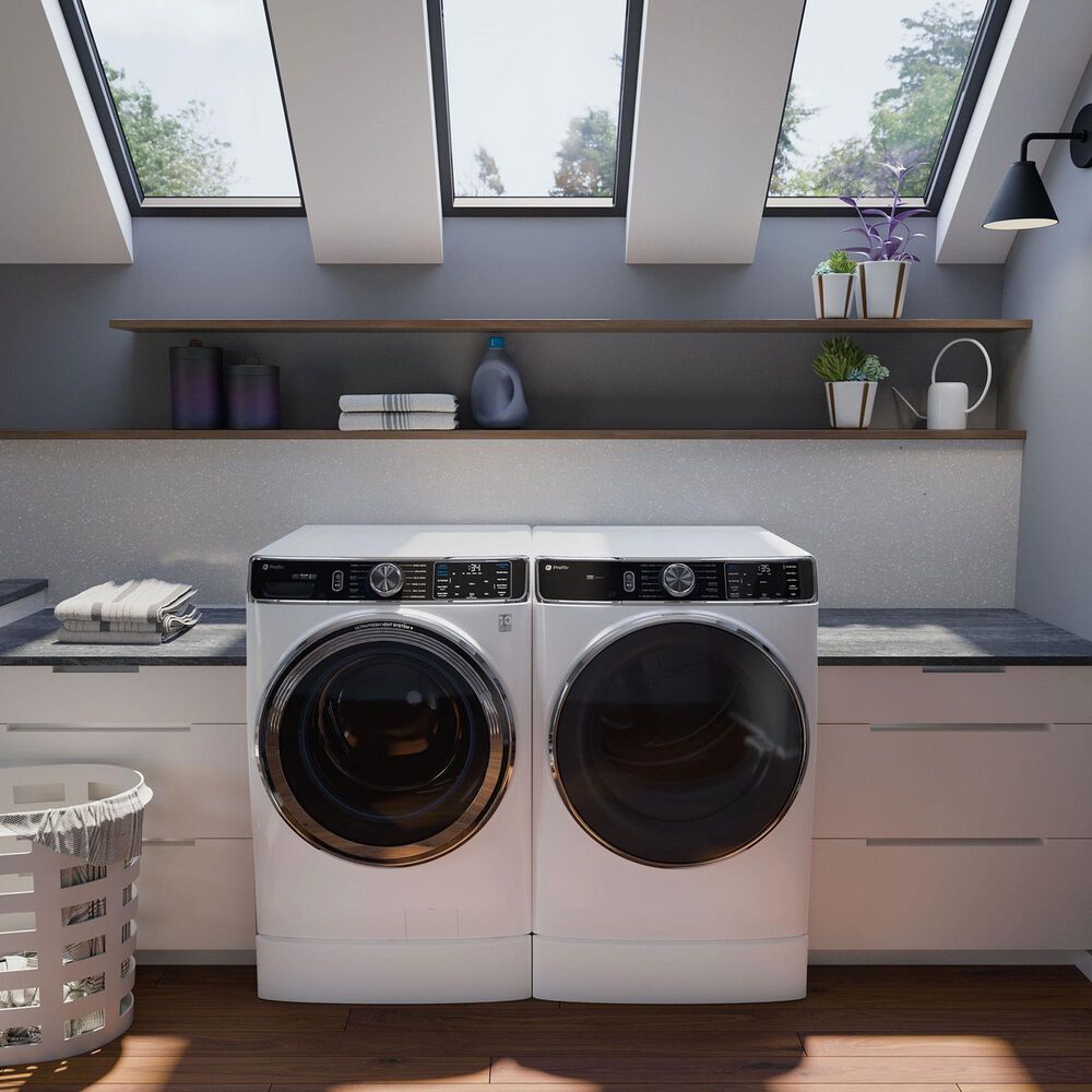 GE Profile 7.8 Cu. Ft. Smart Front Load ElectricDryer in White, , large