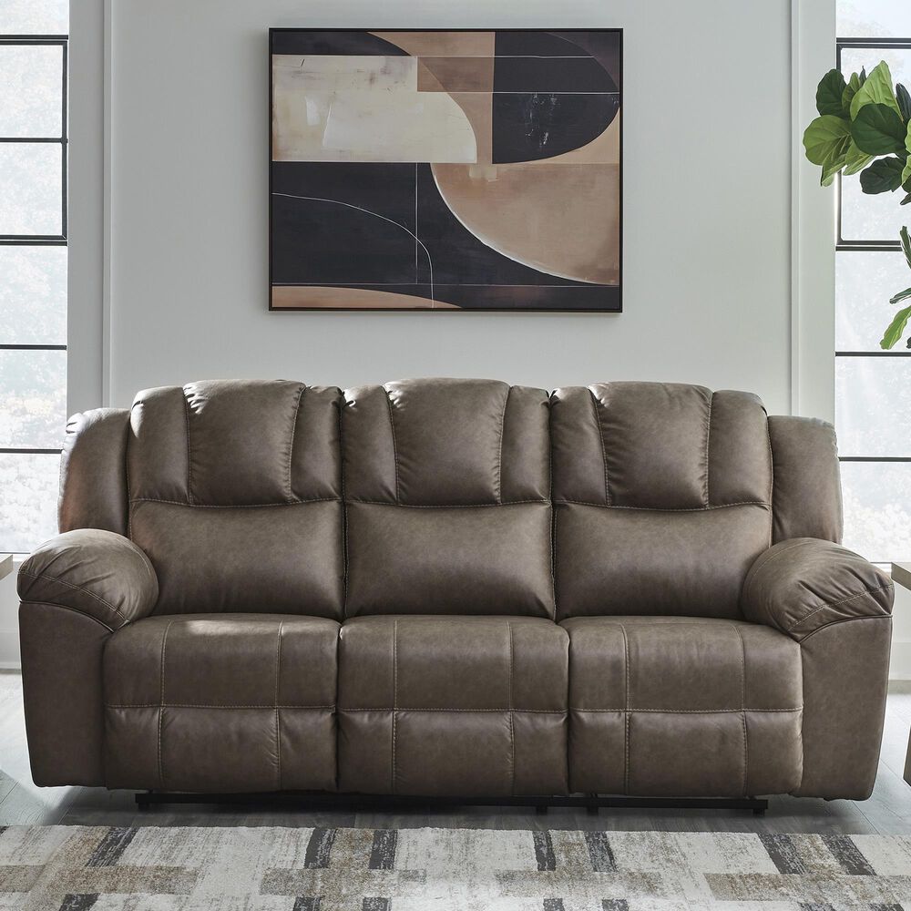 Ashley Lowilla Manual Reclining Sofa in Driftwood, , large