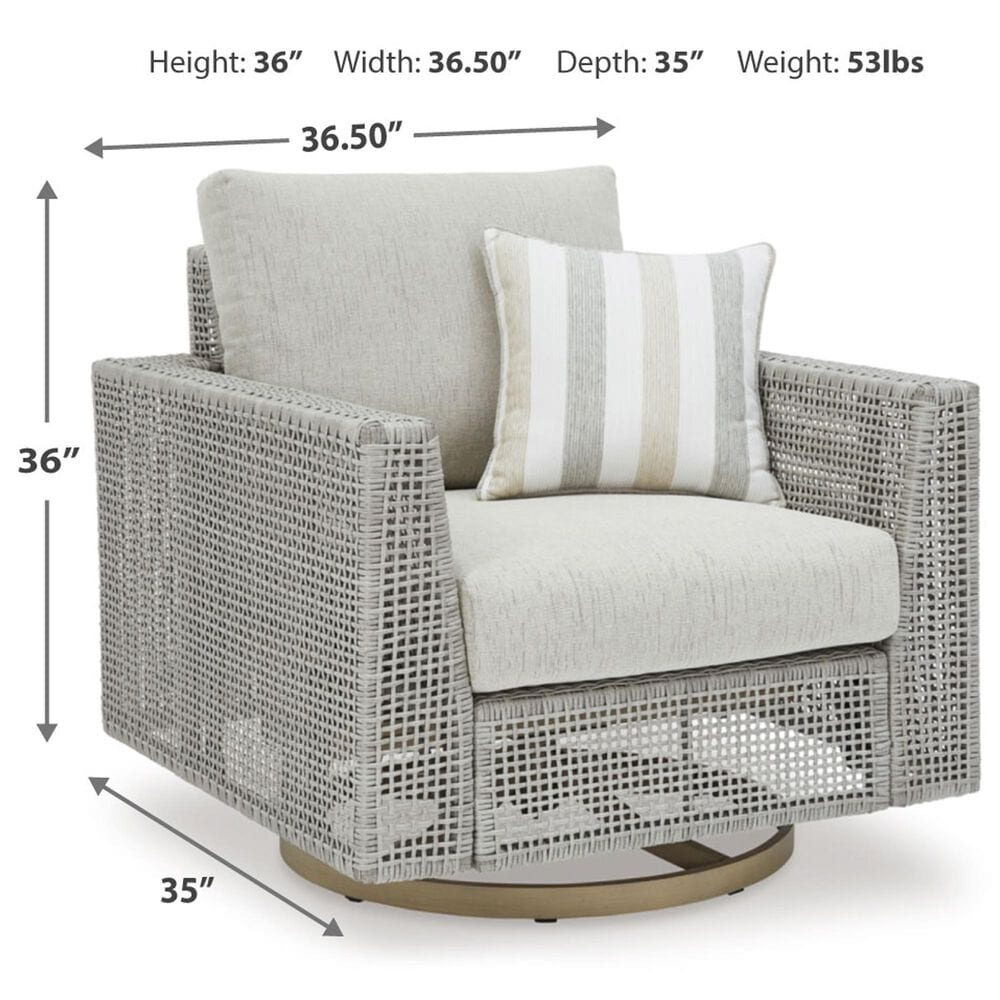 Ashley Seton Creek Swivel Lounge Chair in Gray, , large