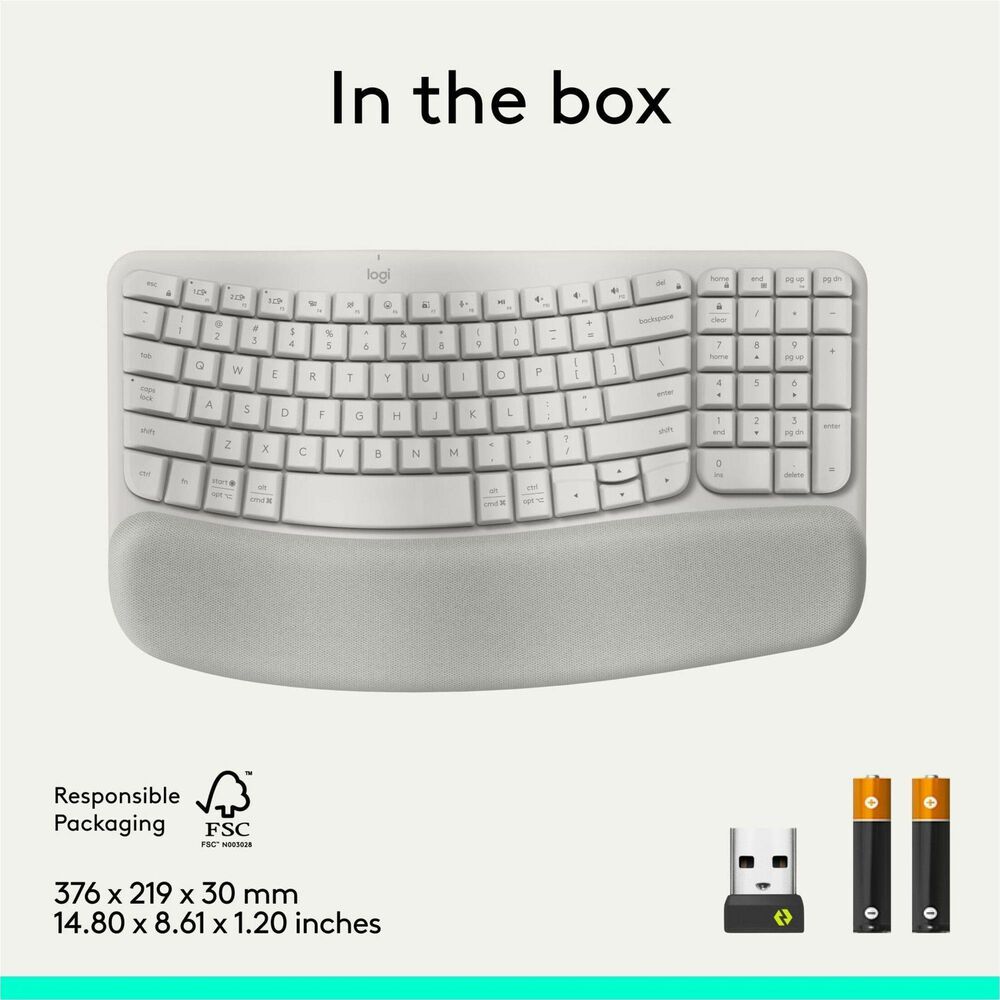 Logitech Wave Keys Wireless Ergonomic Keyboard in Sand, , large
