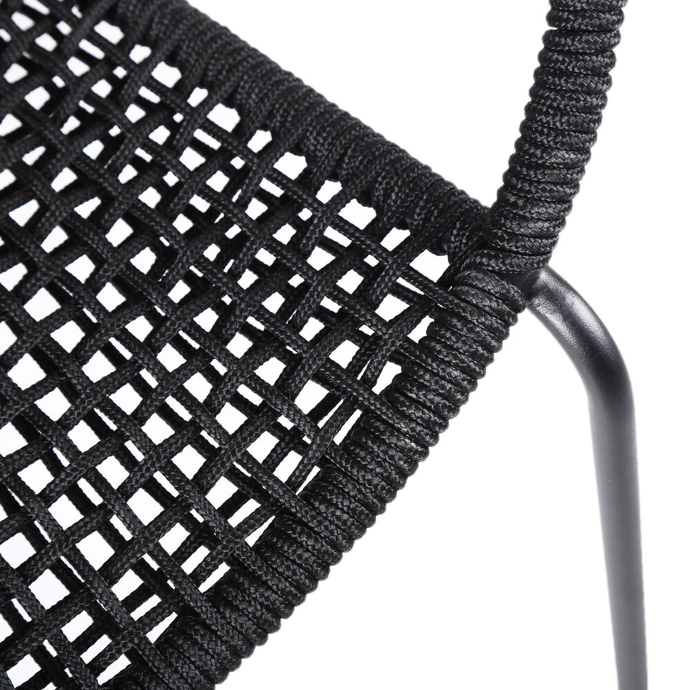 Blue River Snack Outdoor Dining Chair with Rope Seat in Black (Set of 2), , large