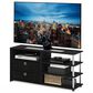 HOMLUX 46.6" Simple Design TV Stand with Bins in Americano, Stainless Steel and Black, , large