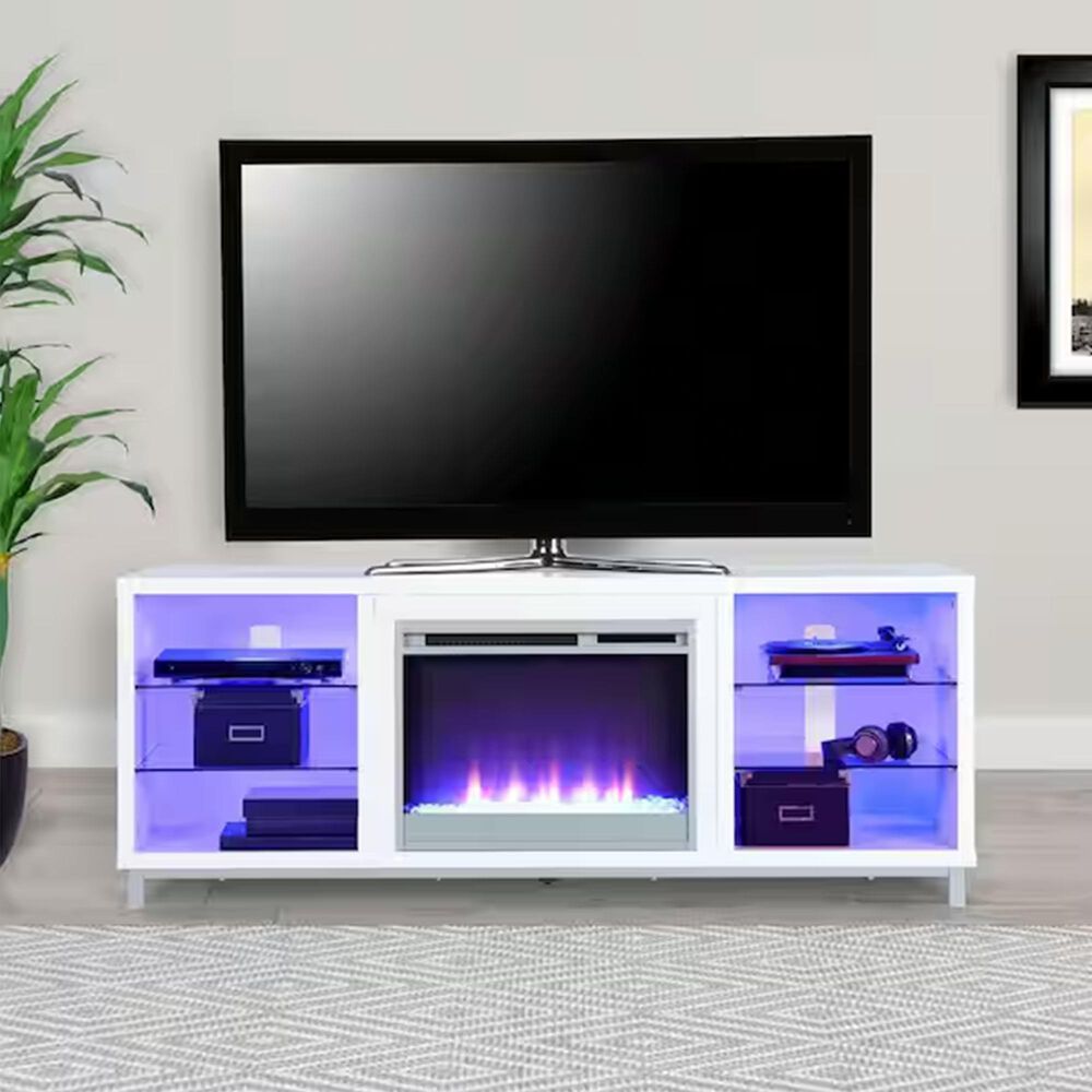 DHP Lumina 65&quot; TV Stand with Electric Fireplace in Plaster, , large