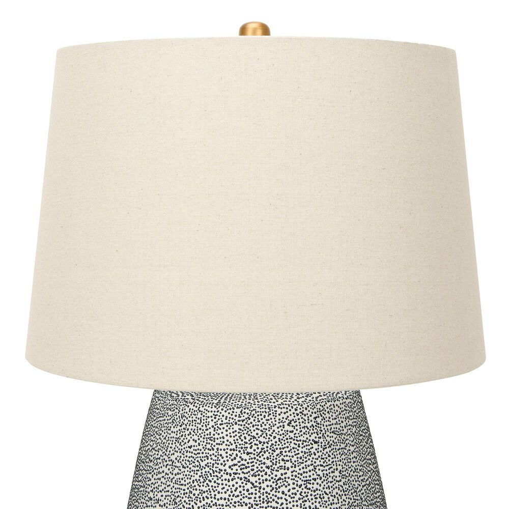 Creative Coop Oslo Textured Stoneware Table Lamp in Blue and Gold, , large