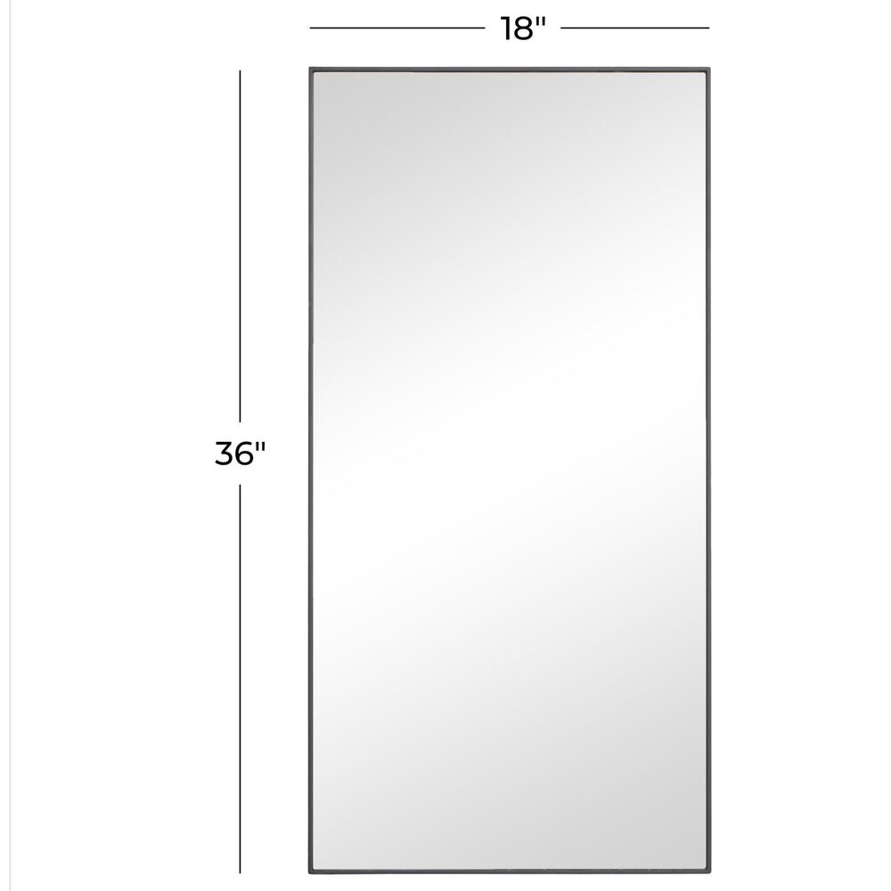 Maple and Jade 36&quot; x 18&quot; Rectangular Wood Wall Mirror with Thin Minimalistic Frame in Oiled Black, , large