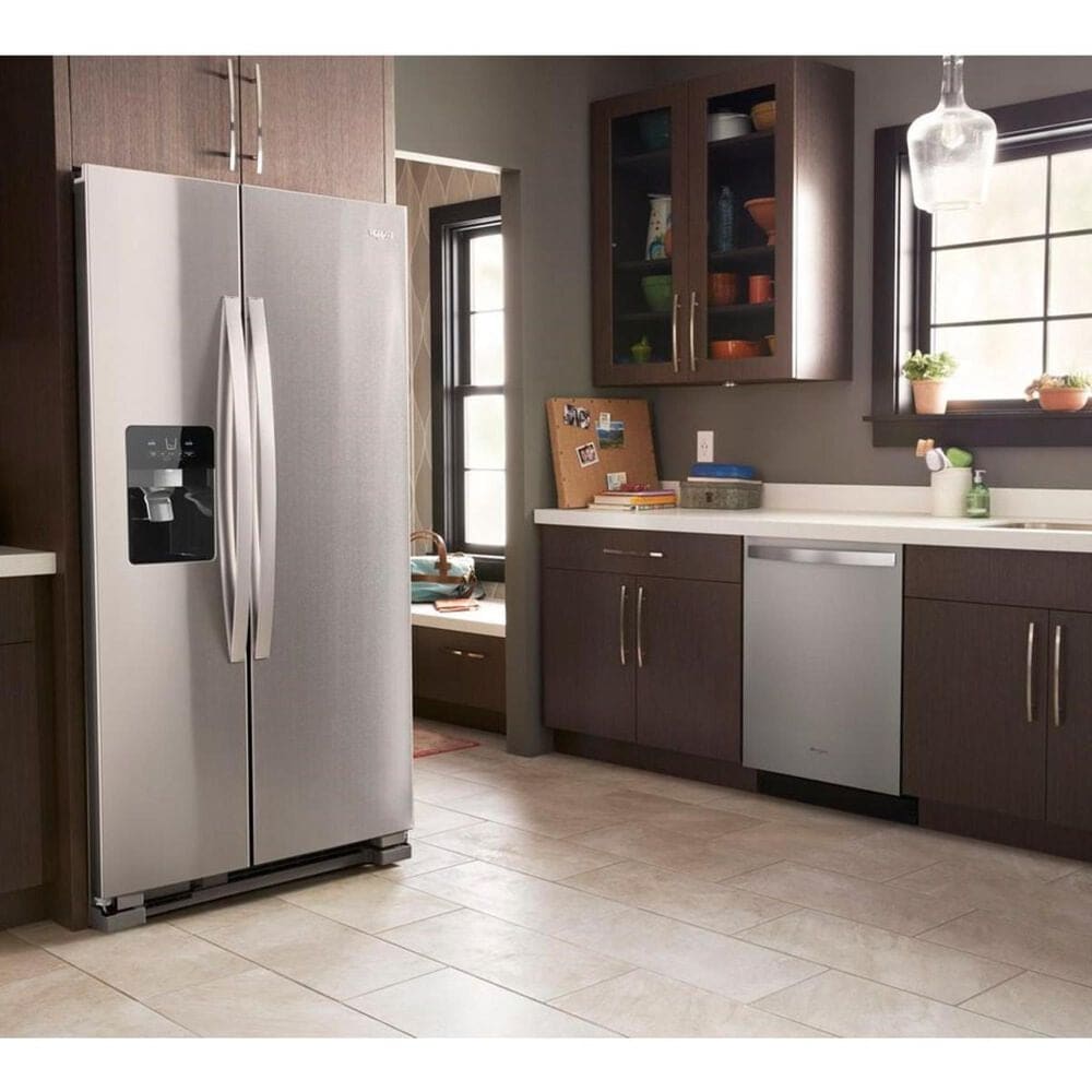 Whirlpool 24.6 Cu. Ft. 36&quot; Wide Side-by-Side Refrigerator in Fingerprint Resistant Stainless Steel, , large