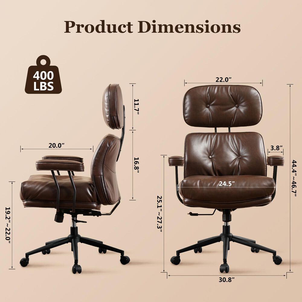 HOMLUX High Back Executive Office Chair with PU Leather in Dark Brown, , large