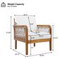Hearth and Haven Outdoor Club Chair with Handwoven Rope Armrest and Light Teak Frame in Cream, , large