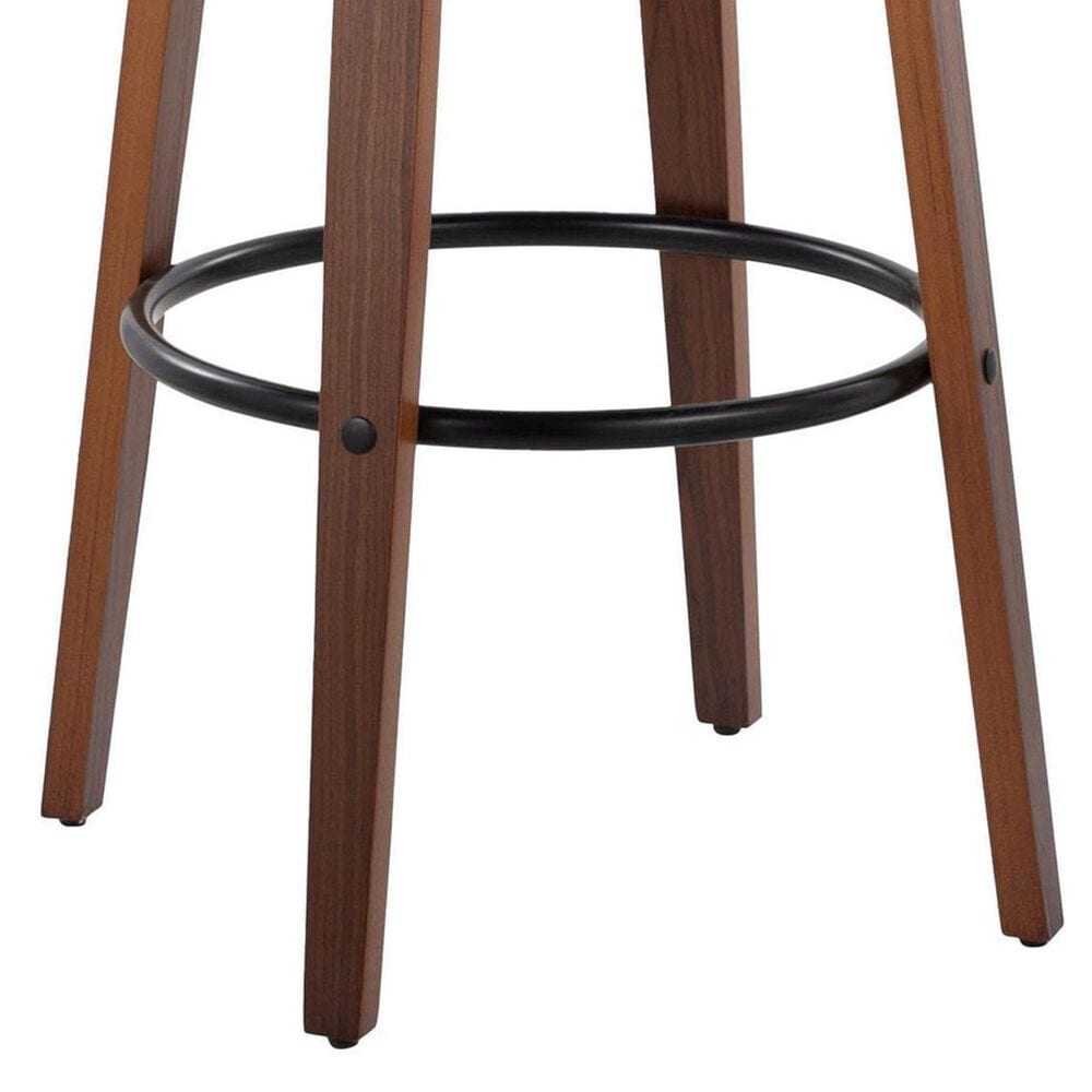 LumiSource Matisse 30" Swivel Barstool with White Faux Leather Upholstery in Walnut and Black (Set of 2), , large