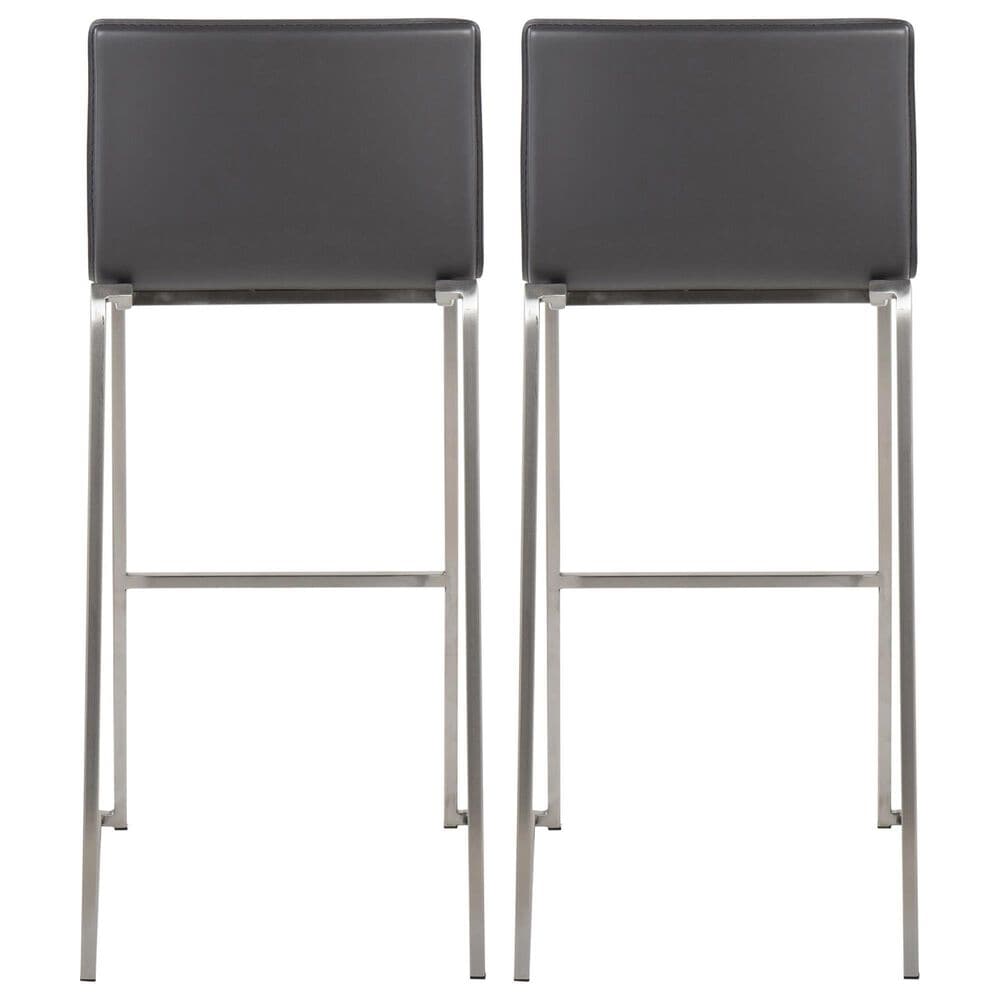 Lumisource Mara Barstool with Grey Cushion in Stainless Steel &#40;Set of 2&#41;, , large