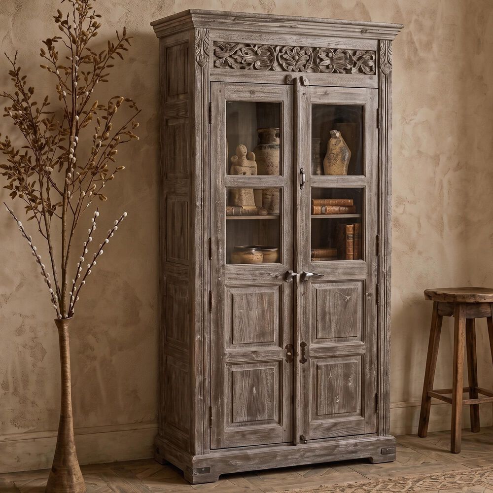 Jaipur Home One of A Kind Old World Silk Cabinet in Grey, , large