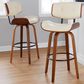 LumiSource Lombardi 30" Swivel Barstool with Cream Faux Leather Upholstery in Walnut and Black (Set of 2), , large