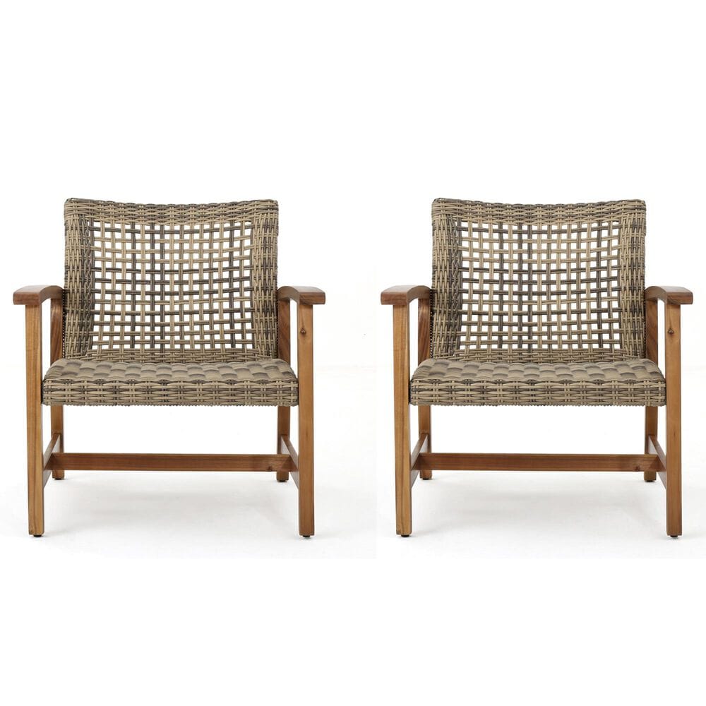 Hearth and Haven Hampton Club Chair in Natural and Gray &#40;Set of 2&#41;, , large