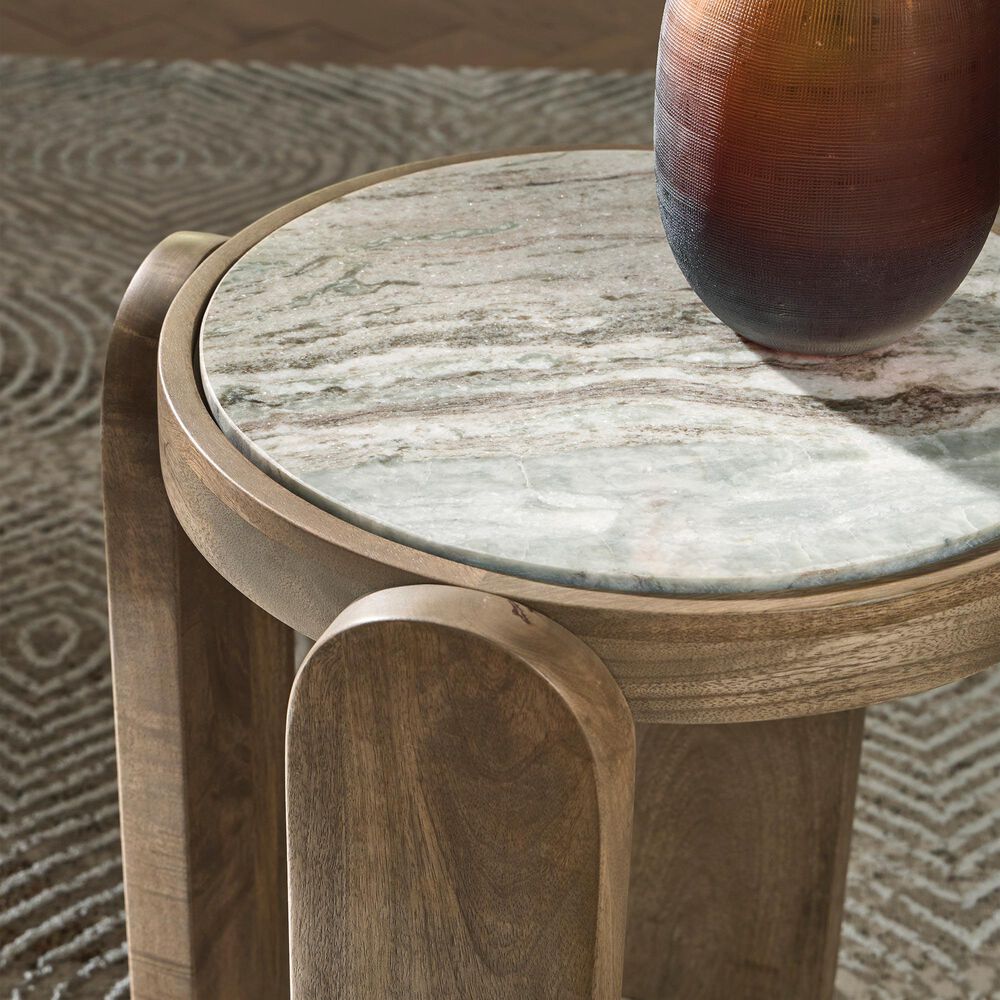 Ashley Gavrilley End Table in Light Gray Wash, White and Taupe, , large