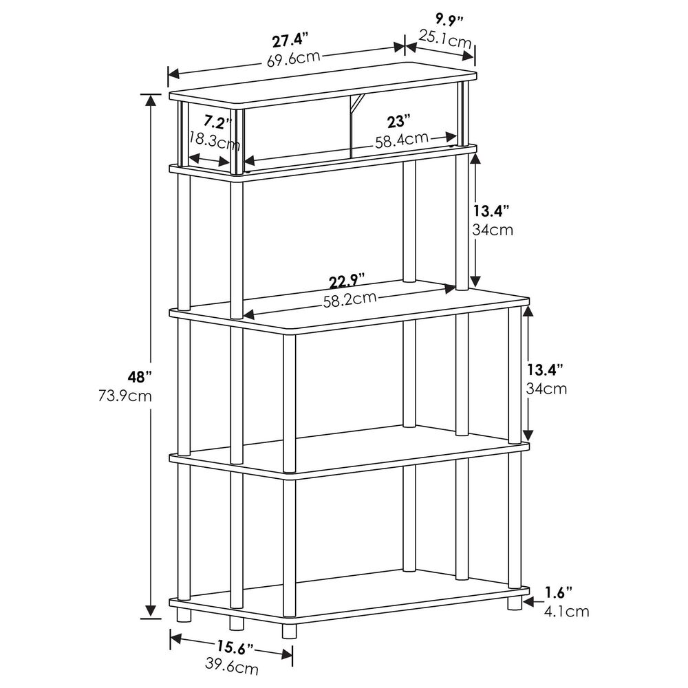 HOMLUX Turn-N-Tube 3-Tier Kitchen Storage Shelf with Top Cabinet in Columbia Walnut and Black, , large
