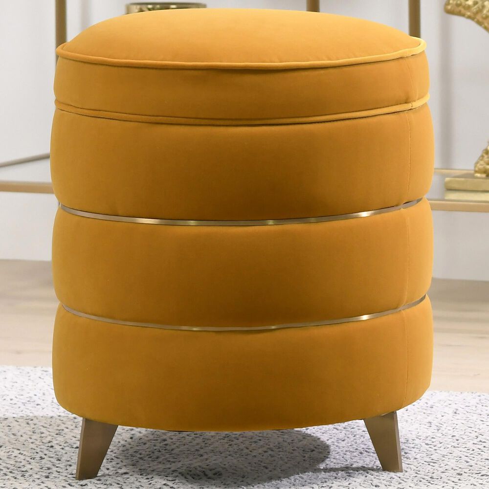 Jennifer Taylor Home Midas Storage Ottoman in Rich Yellow Velvet, , large