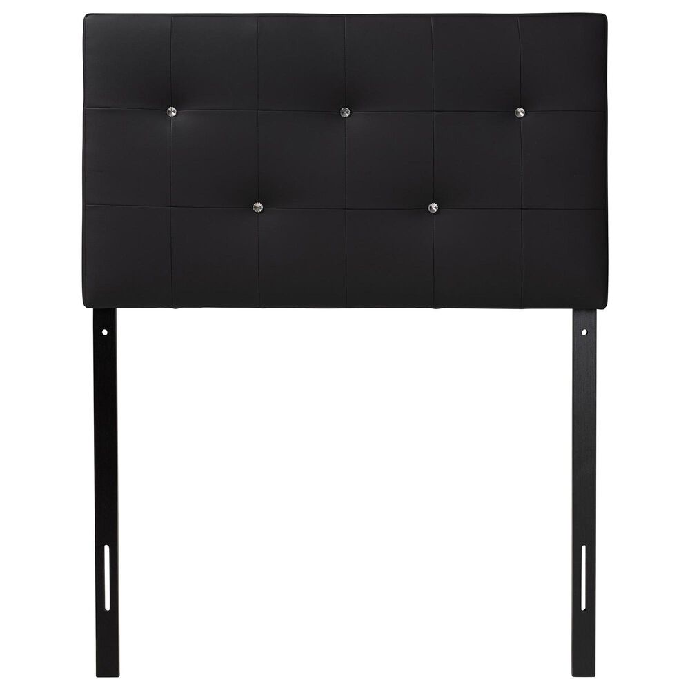 Baxton Studio Kirchem Twin Upholstered Headboard in Black, , large