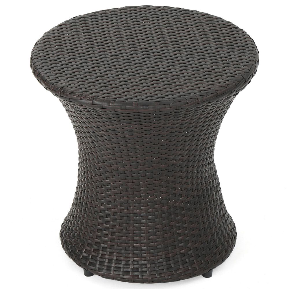 Hearth and Haven Kono Outdoor Hourglass End Table in Brown, , large