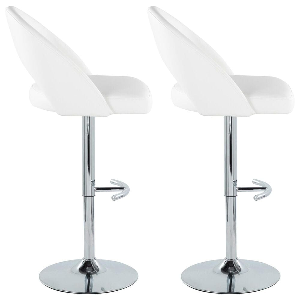 LumiSource Renee Adjustable Swivel Bar Stool with White Faux Leather Upholstery in Chrome (Set of 2), , large