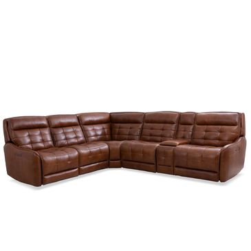 Manwah Home 6-Piece Power Reclining L-Shaped Sectional with Power Headrest in Fresco Honey, , large