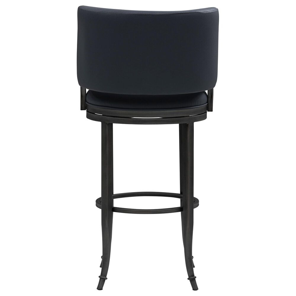 Armen Living Torres Bar Height Stool with Night Life Blue Upholstery in Antique Pewter, , large