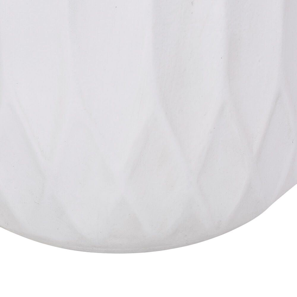 Hearth and Haven Outdoor Round End Table with Inverted Scallop Edge in Antique White, , large