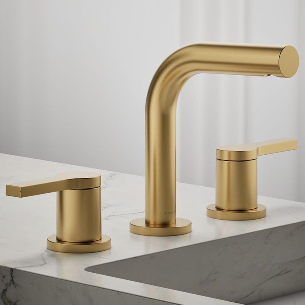 Kohler Elate Widespread Bathroom Sink Faucet in Vibrant Brushed Moderne Brass, , large