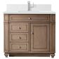 James Martin Vanities Bristol 36" Single Bathroom Vanity in Whitewashed Walnut with Single Hole 3 cm White Zeus Quartz Top and Rectangular Sink, , large